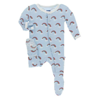 Print Bamboo Footie with Snaps - Pond Rainbow Baby & Toddler Sleepwear