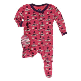 Print Bamboo Footie with Snaps - Red Ginger Aliens with Flying Saucers Baby & Toddler Sleepwear