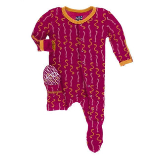 Print Bamboo Footie with Snaps - Rhododendron Worms Baby & Toddler Sleepwear