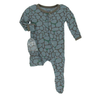 Print Bamboo Footie with Snaps - Sea Rolled Rocks Baby & Toddler Sleepwear