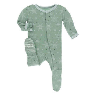 Print Bamboo Footie with Snaps - Shore Snowflakes Baby & Toddler Sleepwear