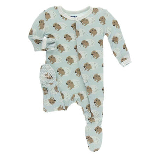 Print Bamboo Footie with Snaps - Spring Sky Diictodon Baby & Toddler Sleepwear