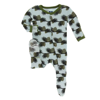 Print Bamboo Footie with Snaps - Spring Sky Pine Cones Baby & Toddler Sleepwear