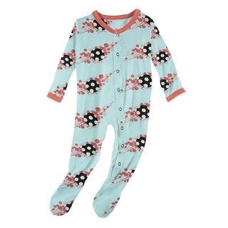 Print Bamboo Footie with Snaps - Summer Sky Soccer Splash Baby & Toddler Sleepwear