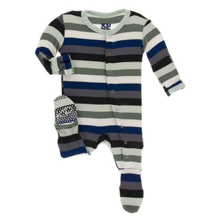 Print Bamboo Footie with Snaps - Zoology Stripe Baby & Toddler Sleepwear