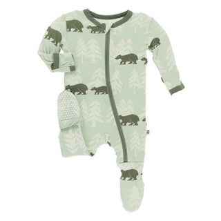 Print Bamboo Footie with Zipper - Aloe Bears and Treeline Baby & Toddler Sleepwear