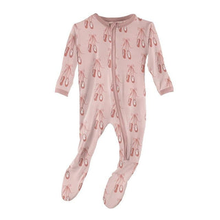 KicKee Pants Print Footie with Zipper - Baby Rose Ballet