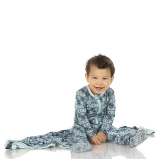 Print Bamboo Footie with Zipper - Dusty Sky Countdown Baby & Toddler Sleepwear