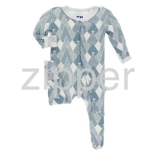 Print Bamboo Footie with Zipper - Dusty Sky Mountains Baby & Toddler Sleepwear