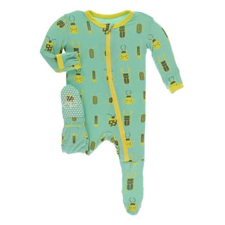 Print Bamboo Footie with Zipper - Glass Beetles Baby & Toddler Sleepwear