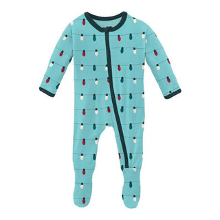 Print Bamboo Footie with Zipper - Iceberg Holiday Lights (WCA22) Baby & Toddler Sleepwear