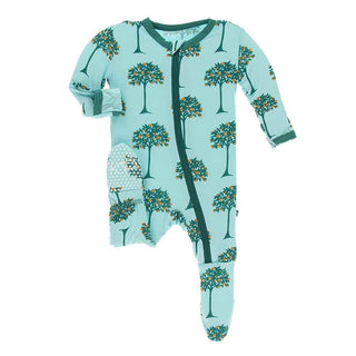 Print Bamboo Footie with Zipper - Iceberg Orange Trees Baby & Toddler Sleepwear