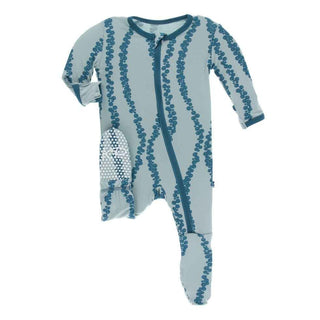 Print Bamboo Footie with Zipper - Jade Sea Grapes Baby & Toddler Sleepwear