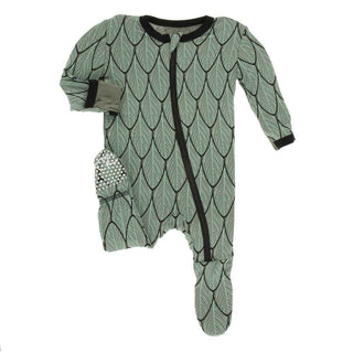 Print Bamboo Footie with Zipper - Midnight Feathers Baby & Toddler Sleepwear