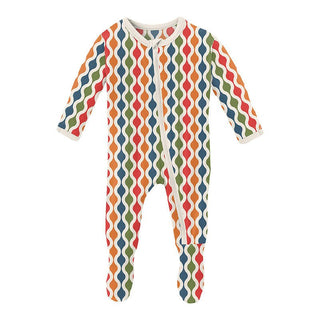 Print Bamboo Footie with Zipper - Mod Chain Baby & Toddler Sleepwear