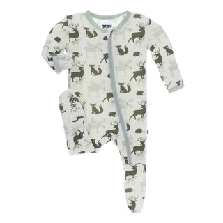 Print Bamboo Footie with Zipper - Natural Forest Animals Baby & Toddler Sleepwear