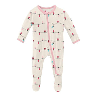 Print Footie with Zipper - Natural Holiday Lights (WCA22) Baby & Toddler Sleepwear