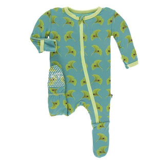 Print Bamboo Footie with Zipper - Neptune Ginkgo Baby & Toddler Sleepwear