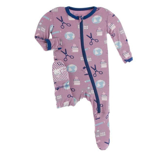 Print Bamboo Footie with Zipper - Pegasus Education Baby & Toddler Sleepwear