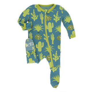 KicKee Pants Print Footie with Zipper - Seagrass Cactus