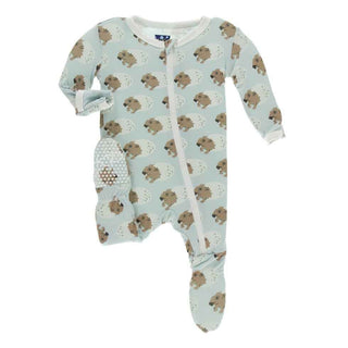 Print Bamboo Footie with Zipper - Spring Sky Diictodon Baby & Toddler Sleepwear