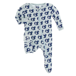 Print Bamboo Footie with Zipper - Spring Sky Environmental Protection Baby & Toddler Sleepwear