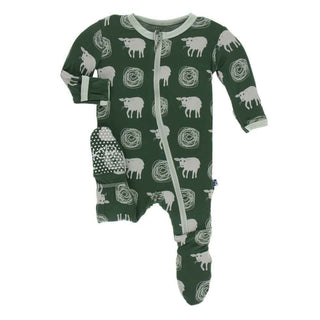 Print Footie with Zipper - Topiary Tuscan Sheep Baby & Toddler Sleepwear