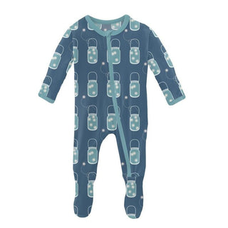 KicKee Pants Print Footie with Zipper - Twilight Fireflies