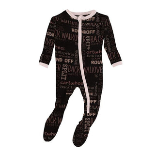 Print Bamboo Footie with Zipper - Zebra Gymnastics Baby & Toddler Sleepwear