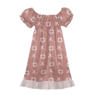 Print Bamboo Gathered Dress - Antique Pink Lifeguard Baby & Toddler Dresses