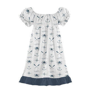 Print Bamboo Gathered Dress - Natural Captain and Crew Baby & Toddler Dresses