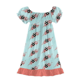 Print Bamboo Gathered Dress - Summer Sky Soccer Splash Baby & Toddler Dresses