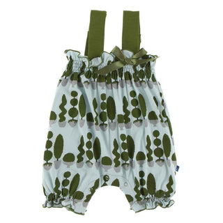 Print Bamboo Gathered Romper with Bow - Spring Sky Villa Garden Baby One-Pieces