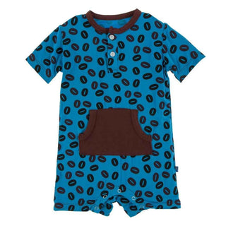 KicKee Pants Print Kangaroo Romper - Amazon Coffee Beans