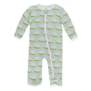 KicKee Pants Print Layette Classic Ruffle Coverall with Zipper - Aloe Ixora