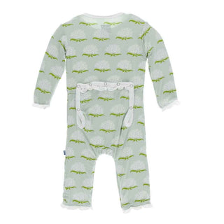 KicKee Pants Print Layette Classic Ruffle Coverall with Zipper - Aloe Ixora