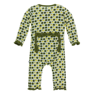 KicKee Pants Print Layette Classic Ruffle Coverall with Zipper - Aloe Tomatoes