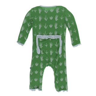 Print Bamboo Layette Classic Ruffle Coverall with Zipper - Dino Tracks KicKee Pants