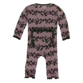 Print Bamboo Layette Classic Ruffle Coverall with Zipper - Raisin Grape Vines KicKee Pants