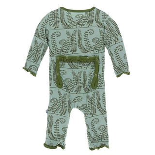 Print Bamboo Layette Classic Ruffle Coverall with Zipper - Shore Ferns Baby & Toddler Sleepwear