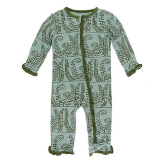 Print Bamboo Layette Classic Ruffle Coverall with Zipper - Shore Ferns Baby & Toddler Sleepwear