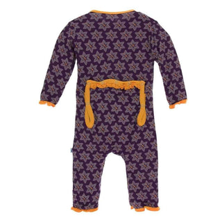 Print Bamboo Layette Classic Ruffle Coverall with Zipper - Wine Grapes Saffron KicKee Pants