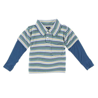 Print Bamboo Long Sleeve Double Layer Polo Shirt, Boy Perth Stripe Baby & Toddler Tops