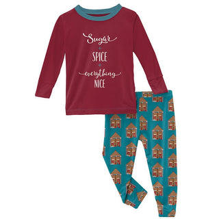 Print Bamboo Long Sleeve Graphic Tee Pajama Set - Bay Gingerbread Baby & Toddler Sleepwear