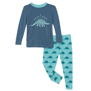 Print Bamboo Long Sleeve Graphic Tee Pajama Set - Iceberg Menorahsaurus (WCA22) Baby & Toddler Sleepwear