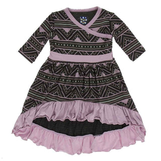 Print Bamboo Long Sleeve Hi Lo Maxi Dress, African Pattern Baby & Toddler Dresses