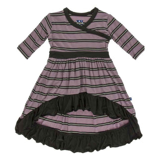 Print Bamboo Long Sleeve HiLo Maxi Dress, Elderberry Kenya Stripe Baby & Toddler Dresses