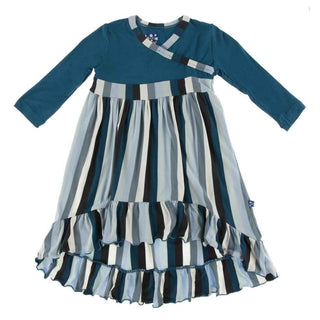 Print Bamboo Long Sleeve HiLo Maxi Dress - Meteorology Stripe Baby & Toddler Dresses