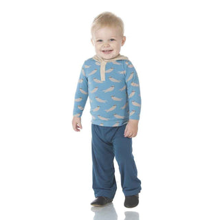 KicKee Pants Print Long Sleeve Hoodie Tee - Blue Moon Sea Otter