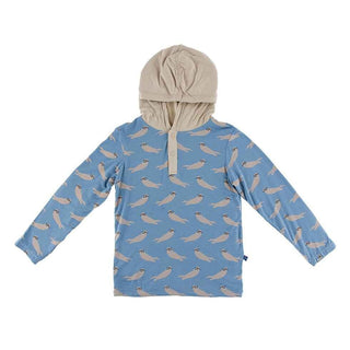 KicKee Pants Print Long Sleeve Hoodie Tee - Blue Moon Sea Otter